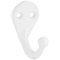 National Hardware 1.75 in. L White Zinc Decorative ball tip Clothes Hook 35 lb. cap. 1 pk