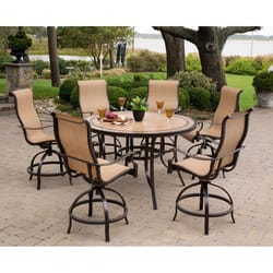 Hanover Monaco 7 pc Bronze Aluminum Swivel and Sling Dining Set