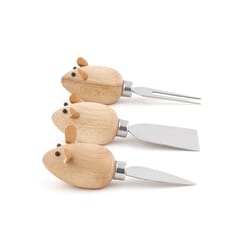 Kikkerland Brown/Silver Stainless Steel/Wood Cheese Knives