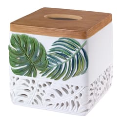 Avanti Linens Viva Palm Wood Multicolored Plastic Tissue Cube