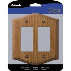 Amerelle Country Medium Brown 2 gang Oak Wood Decorator Wall Plate 1 pk