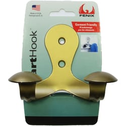 FENIX SmartHook 3.5 in. L Satin Brass Steel Contemporary Double Hook 15 lb. cap. 1 pk