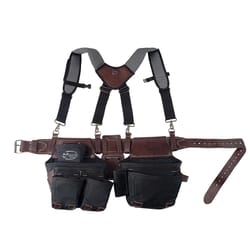 Dead On 19 pocket Leather Tool Belt with Suspenders Multicolored 54 in.