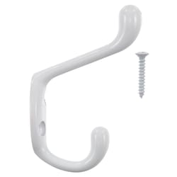 Ace 3 in. L Painted White Metal Medium Heavy Duty Coat and Hat Hook 1 pk