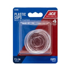 Ace Plastic Caster Cup Clear Round 1-1/2 in. W 4 pk