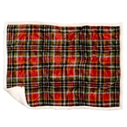 Carstens Inc Multicolored Sherpa Rust and Sage Blanket 20 in. W X 30 in. L