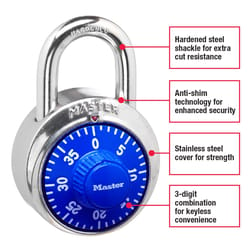 Master Lock 2 in. H X 1-7/8 in. W Steel Anti-Shim Technology Combination Padlock