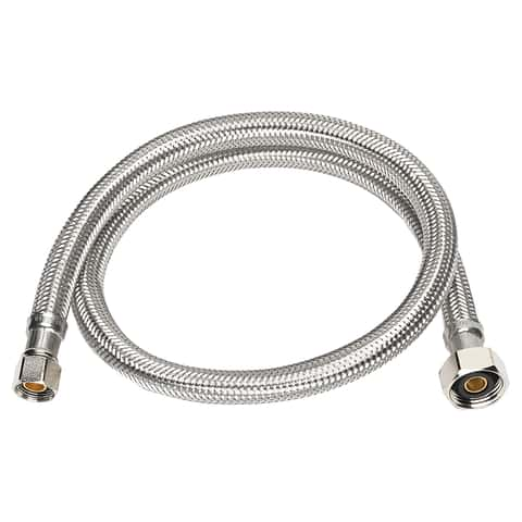 3 Feet AN6 3/8 Stainless Steel Braided Fuel Oil Gas Line Hose Air w/ Two  Clamps 