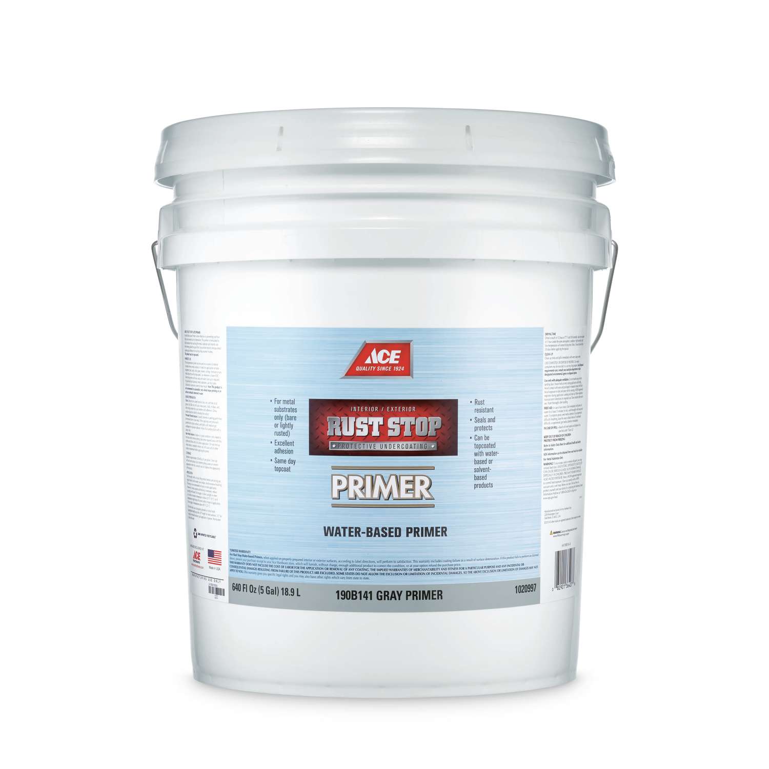 Ace Rust Stop Gray Gloss WaterBased Enamel Primer 5 gal