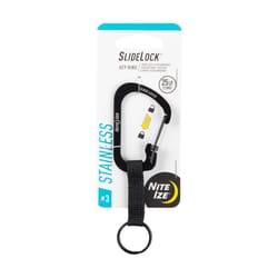 Nite Ize SlideLock 1.5 in. D Stainless Steel Black Carabiner Key Ring