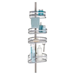 iDesign Satin Silver Metal Tension Shower Caddy