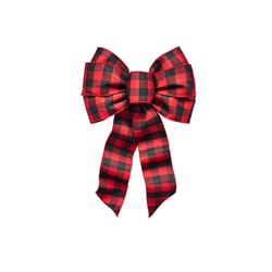 Holiday Trims Assorted Plaid Wired Christmas Bow 14 in.