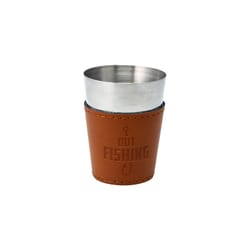 Pavilion Man Out 2 oz Brown/Silver Leather/Stainless Steel Shot Glass