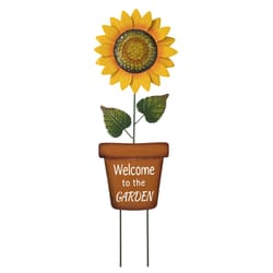 Glitzhome Multicolored Metal 36 in. H X 12 in. L X 1 in. W Sunflower Yard Stake