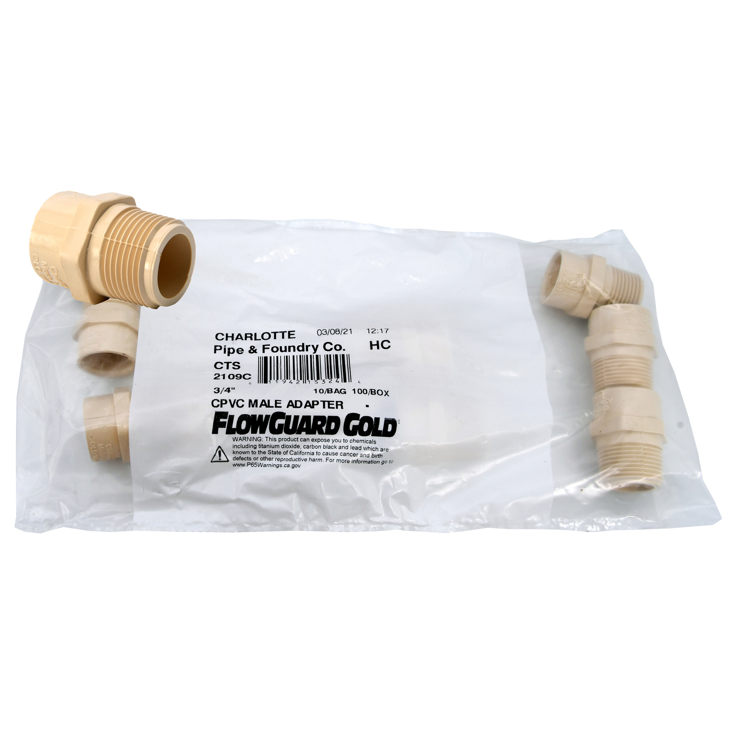 Charlotte Pipe FlowGuard 3/4 in. MPT T X 3/4 in. D Slip CPVC Male ...