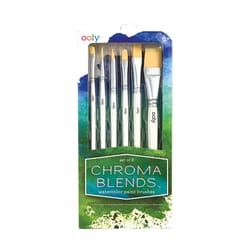 OOLY Chroma Blends Watercolor Paint Brush Set White/Silver 6 pc