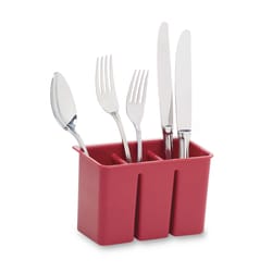 Farberware 20 in. L X 15 in. W X 7 in. H Red Plastic Dish Rack/Mat Set