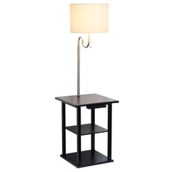 Simple Designs 57 in. Matte Black/White Floor Lamp w/Shelves & USB Ports