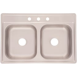Franke Kindred Stainless Steel Top Mount 33 in. W X 22 in. L Two Bowls Double Kitchen Sink