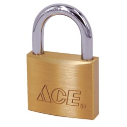 Ace 1 in. H X 1 in. W X 7/16 in. L Brass Single Locking Padlock