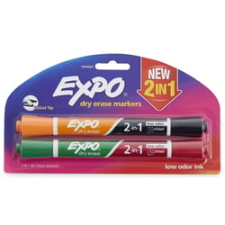 EXPO 2-in-1 Low Odor Assorted Color Dry Erase Markers 2 pk