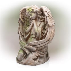 Alpine Polyresin Stone 19 in. Guardian Angel Garden Statue