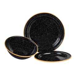 Cinsa Black Porcelain Enamel Dinnerware Set 3 pc