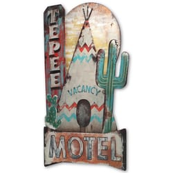 Open Road Brands Teepee Motel Tin Sign Embossed Metal 1 pc