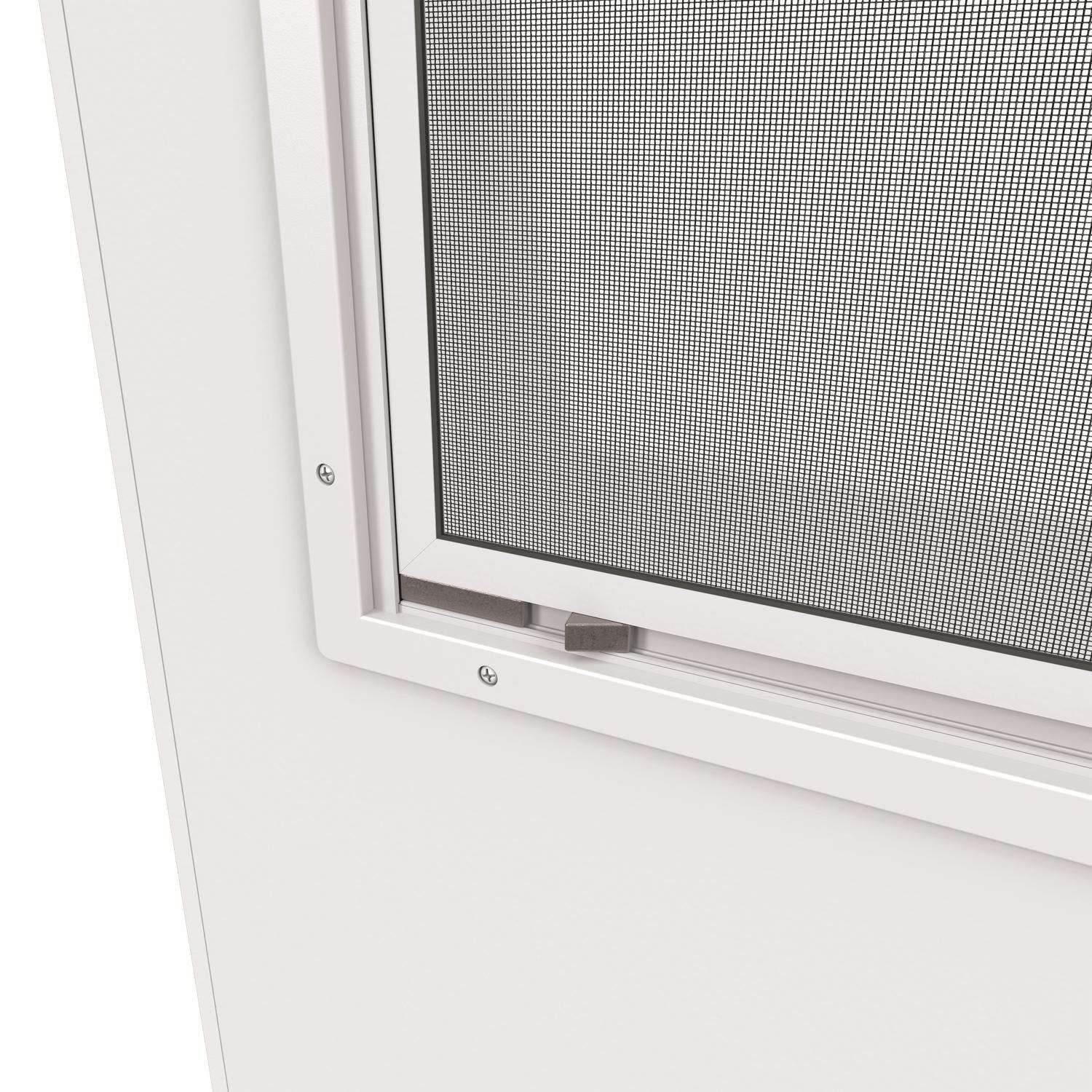 Larson 81 in. H X 36 in. W Vinyl/Wood White Mid-View Reversible Self-Storing Storm Door Larson 81 in. H X 36 in. W Vinyl/Wood White Mid-View Reversible Self-Storing Storm Door