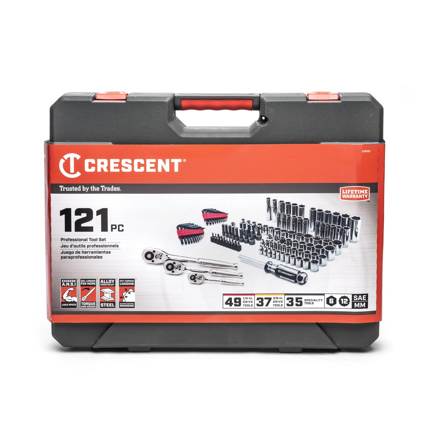 Crescent 1/4 and 3/8 in. drive Metric/SAE 6 and 12 Point Mechanic’s Tool Set 121 pc Sansujyuku sansujyuku.com