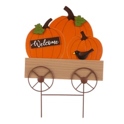 Glitzhome 26.38 in. Pumpkin Cart Fall Decor