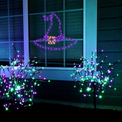 Celebrations Purple 90 ct 18.2 in. LED Prelit Illuminated Witch Hat Halloween Decor