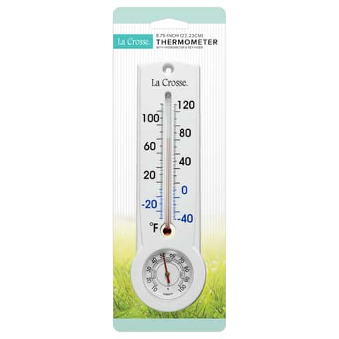 Set of Two Indoor/Outdoor Analog Thermometers with Hygrometers to