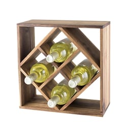 Twine Rustic Farmhouse 8 bottle Brown Acacia Wood Wine Rack