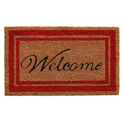 Home & More 1.58 W X 2.58 L Multi-color Red Border Welcome Coir Door Mat