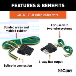 CURT 4 Flat Connector Plug and Socket 48 in.