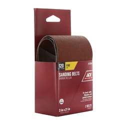 Ace 21 in. L X 3 in. W Aluminum Oxide Sanding Belt 120 Grit Fine 2 pc