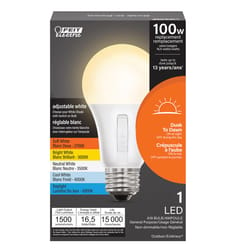 Feit A19 E26 (Medium) LED Dusk to Dawn Bulb Adjustable White 100 Watt Equivalence 1 pk