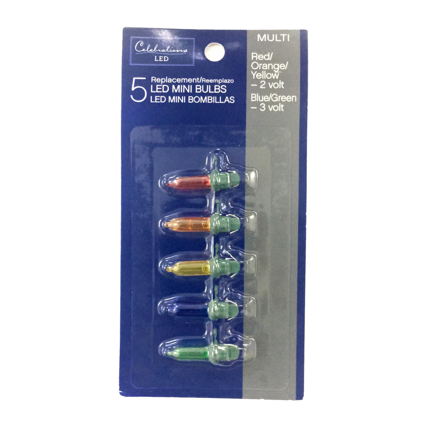 UPC 843518023044 product image for Celebrations Multi-color Traditional LED Replacement Bulbs 5/Pack (11222-71) | upcitemdb.com