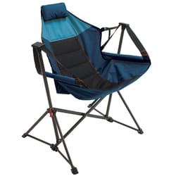 Rio 42 in. W X 32 ft. L Navy/Sky Blue Folding Hammock Chair With Stand