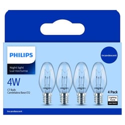 Philips 4 W C7 Incandescent Bulb E12 (Candelabra) Soft White 4 pk