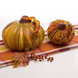 Glitzhome Striped Pumpkin Harvest Decor