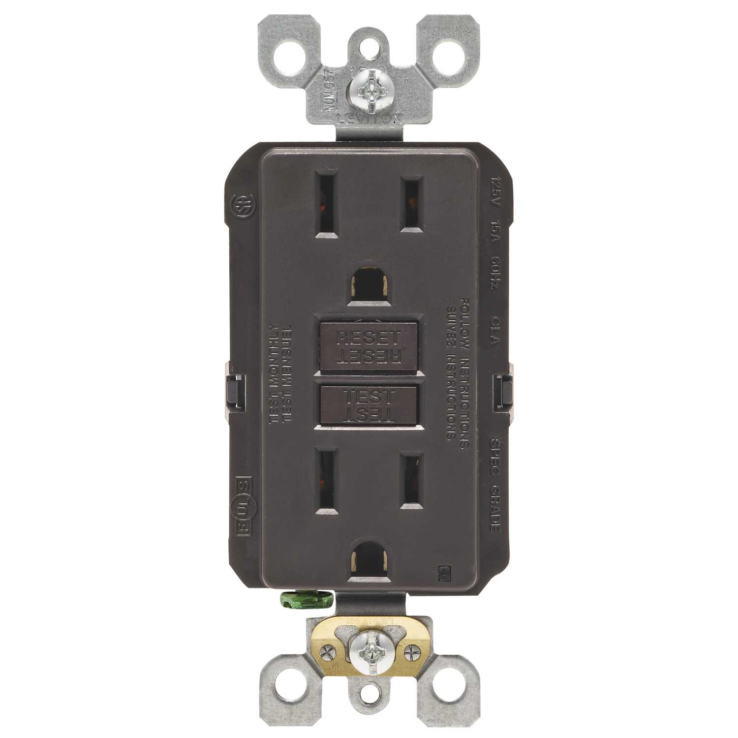 Leviton 15 amps 125 volt Brown GFCI Outlet 515R 1 pk Ace Hardware