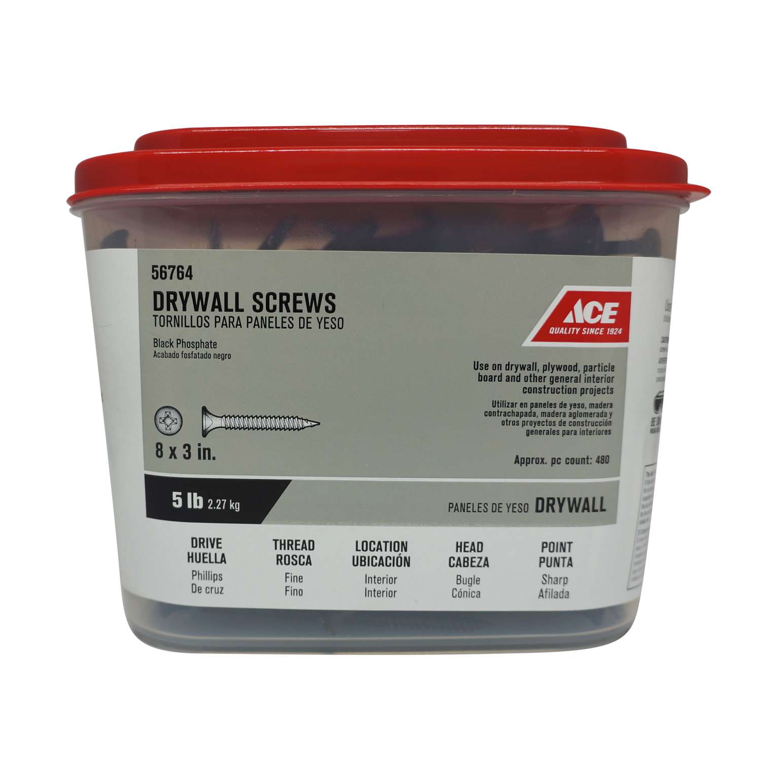 Ace No. 8 S X 3 in. L Phillips Drywall Screws 5 lb 472 pk Ace Hardware