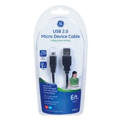 GE 6 ft. L USB Micro Device Cable