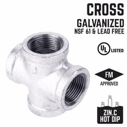 STZ Industries 3/4 in. FIP each X 3/4 in. D FIP 3/4 in. D FIP Galvanized Malleable Iron Cross