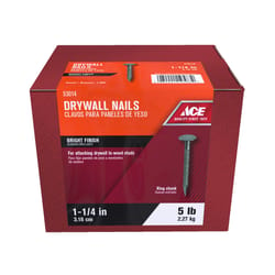 Ace 1-1/4 in. Drywall Bright Steel Nail Flat Head 5 lb