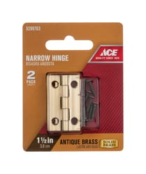 Ace 2.75 in. W X 1-1/2 in. L Antique Brass Brass Narrow Hinge 2 pk