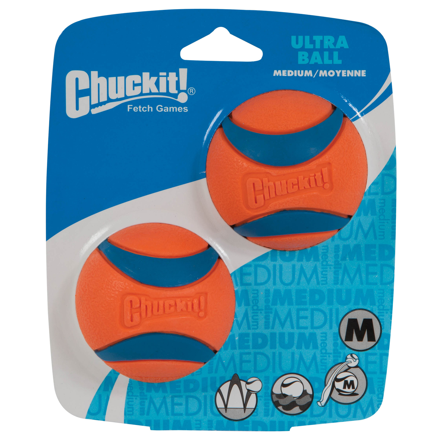 Photos - Other interior and decor Chuckit ! Blue/Orange Rubber Fetch Ball Ultra Ball Medium 2 pk 17001 