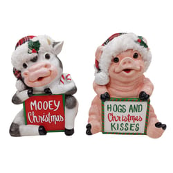 Alpine Multicolored Pig & Cow Santa Table Decor